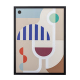 Bloomingville Wine Illustration mit Rahmen aus Kiefer – modernes Wandbild für Küche & Wohnzimmer