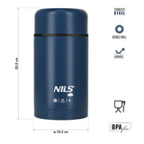 NILS CAMP Thermobehälter 1L Edelstahl blau Lunchbox für Essen warm kalt