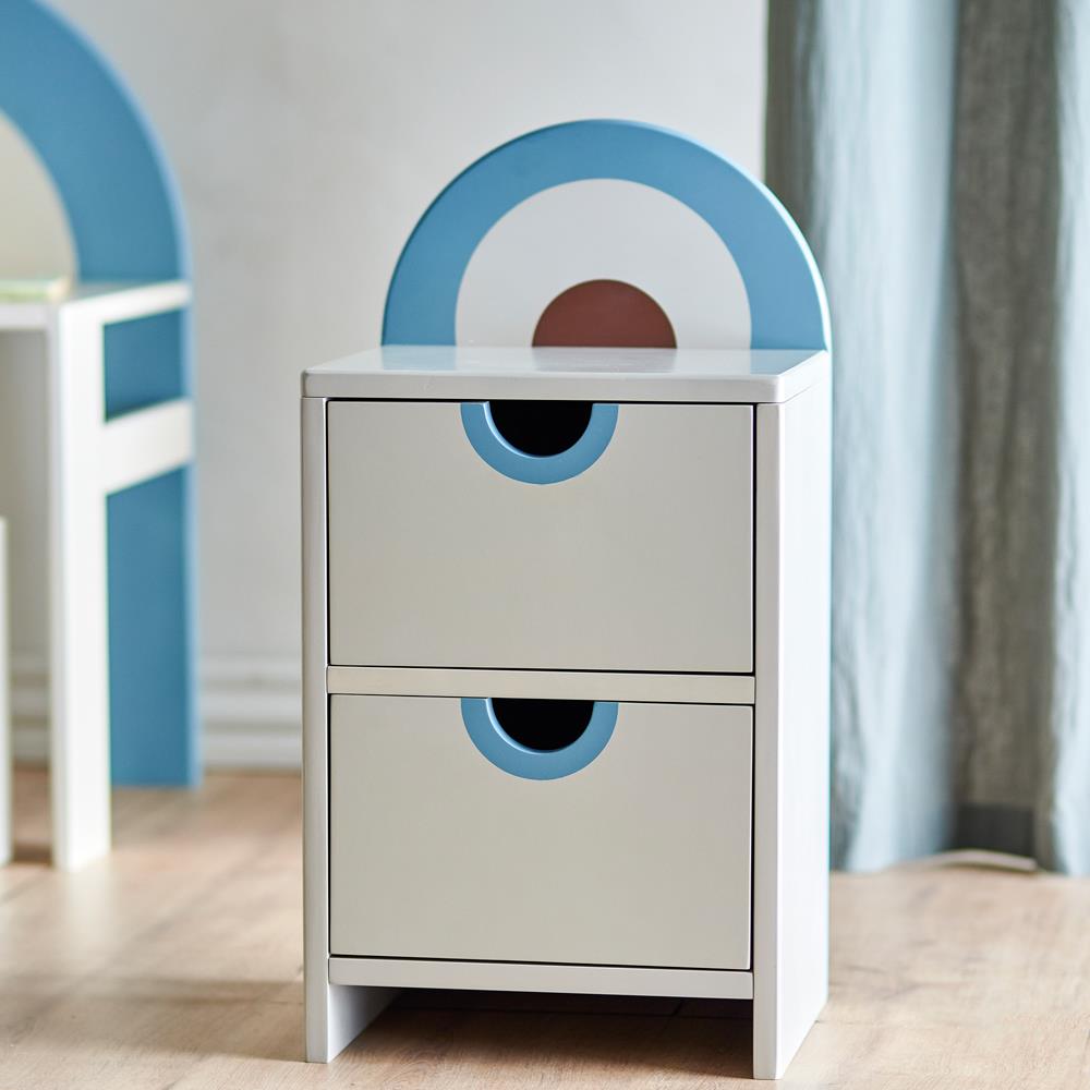 Bloomingville MINI Kiki Schubladen bunt - Kinderkommode mit Regenbogenmotiv aus MDF für Kinderzimmer
