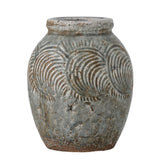 Bloomingville Damian Deko-Vase, Grün, Terrakotta, 22 cm, für Trockenblumen, rustikal