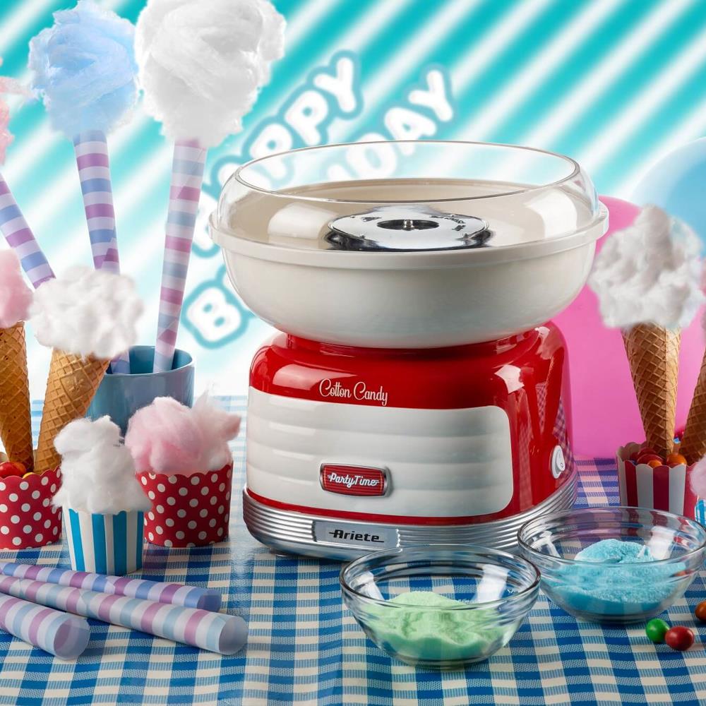 Ariete Party Time Zuckerwattemaschine, Rot, Candy Maker, Retro-Design, 50er Jahre-Stil
