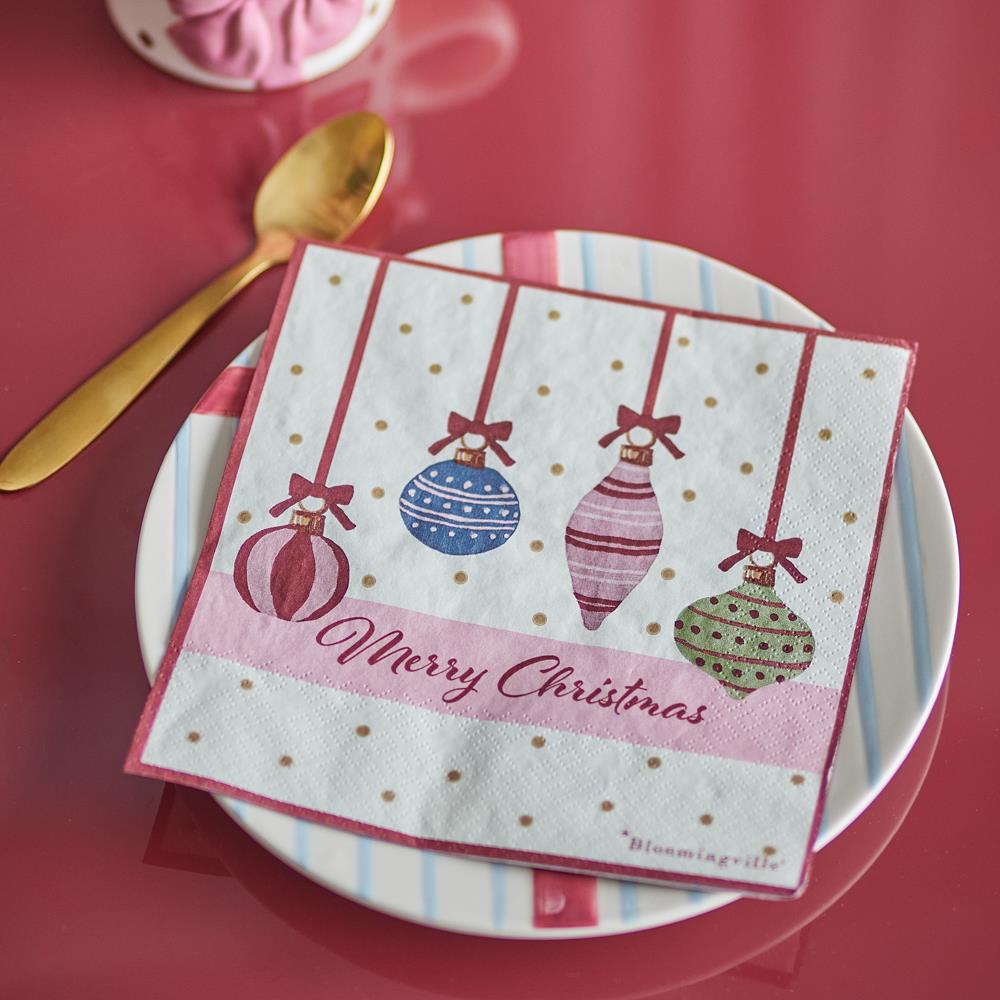 Bloomingville Ornamentia Servietten Bunt 20 Stück Weihnachtsservietten 33x33 cm