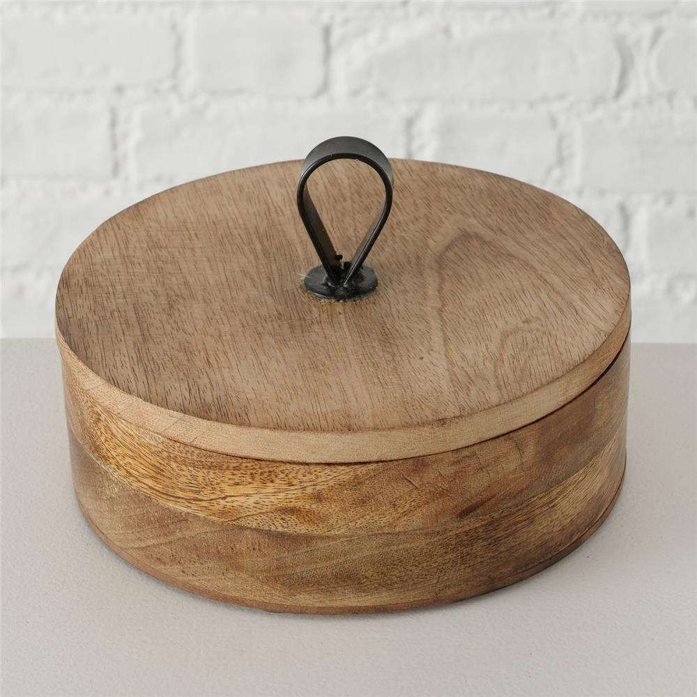 BOLTZE Dose Kabir Vorratsdose rund Holz Metall 19 cm mit Deckel