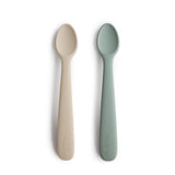Mushie Silikon-Babylöffel 2er Set, Shifting Sand/Cambridge Blue, BPA-frei