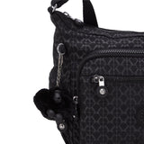 Kipling GABBIE S, Kleine Umhängetasche, Signature Emb (schwarz), Schultertasche mit vielen Fächern