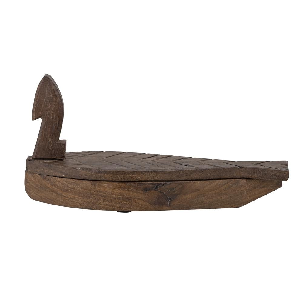 Bloomingville Hamida Box mit Deckel aus recyceltem Holz, braune Schmuckbox im mediterranen Stil