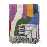 Bloomingville Artista Decke bunt - Baumwoll Plaid mit Fransen für Sofa Wohnzimmer & Deko