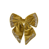 Bloomingville Ruby Dekoschleife Gold Polyester Weihnachtsdeko mit Clip