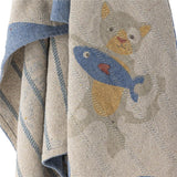 Bloomingville MINI Mille Decke bunt - Kinder Plaid mit Katzenmotiv aus Baumwolle für Sofa & Kinderzimmer