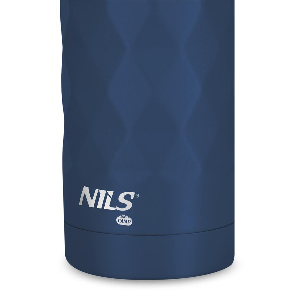NILS CAMP Trinkflasche 750 ml Edelstahl blau isoliert für Outdoor Reisen Sport