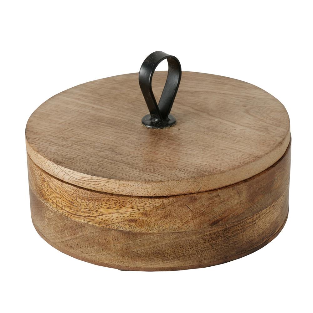 BOLTZE Dose Kabir Vorratsdose rund Holz Metall 19 cm mit Deckel