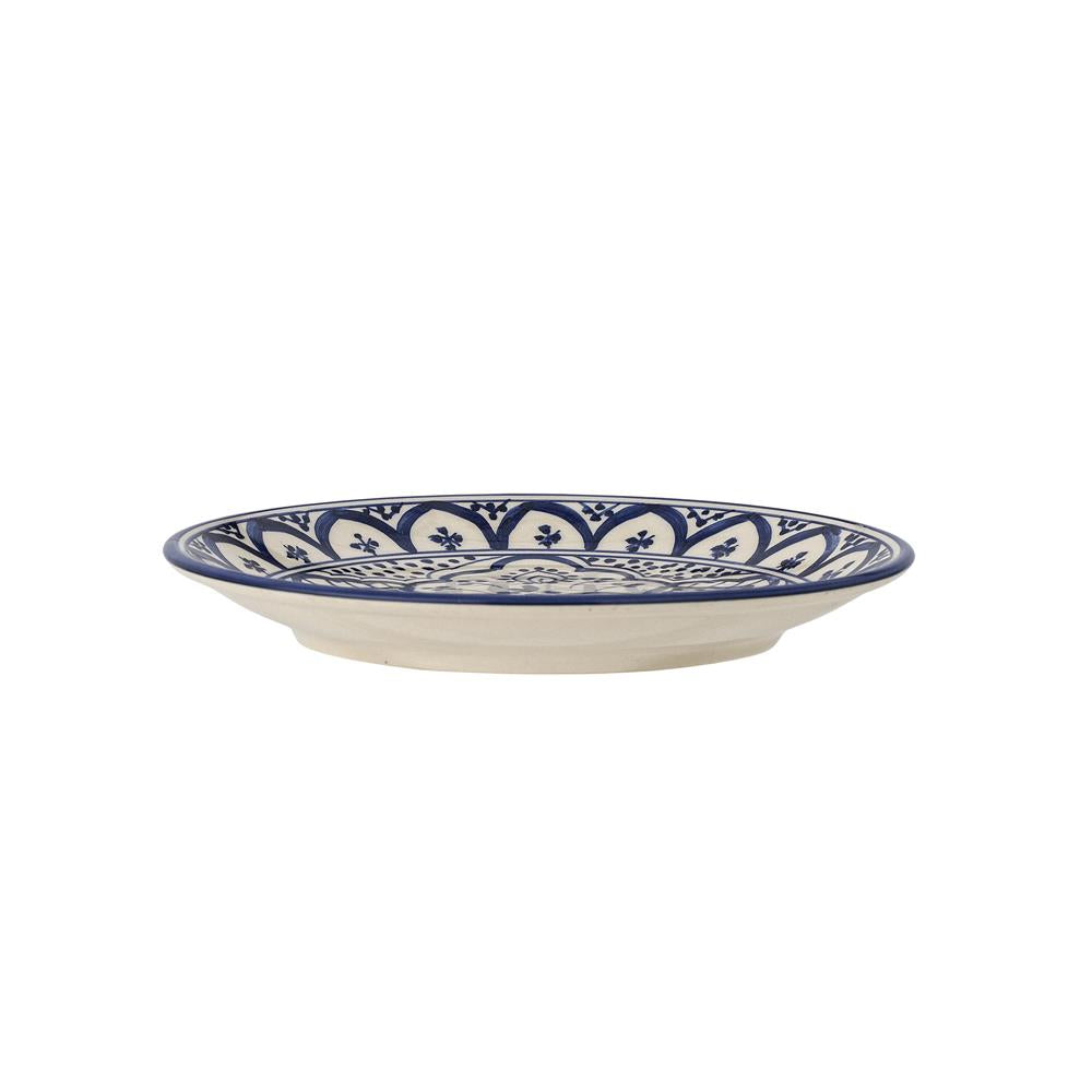 Bloomingville Karlie Teller blau aus Steingut – mediterraner Mittagsteller für Küche & Tischdeko