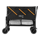 NILS CAMP Bollerwagen XXL 160L in Schwarz Orange - faltbarer Campingwagen mit Netzablage