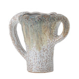 Bloomingville Ledger Vase aus Steingut in Grün – dekorative Vase fürs Wohnzimmer
