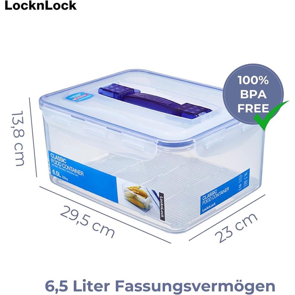 LocknLock PP Classic Vorratsdose 6,5 L mit Griff & Ablaufgitter, BPA-frei