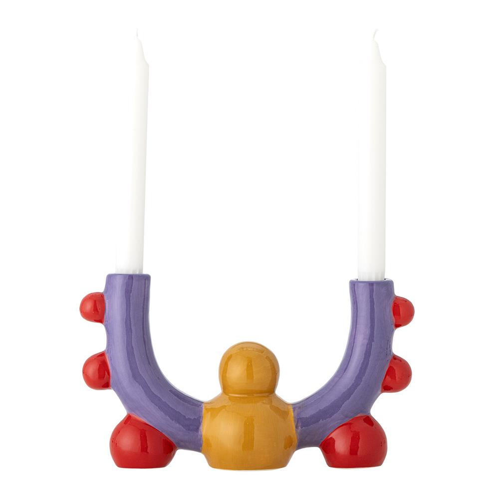 Bloomingville Edivia Kerzenhalter bunt - Steingut Kerzenständer skulptural für Tischdeko & Wohnzimmer