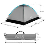 NILS CAMP Zelt für 2 Personen in Grau - kompaktes Campingzelt für Outdoor, Trekking, Festival & Reisen