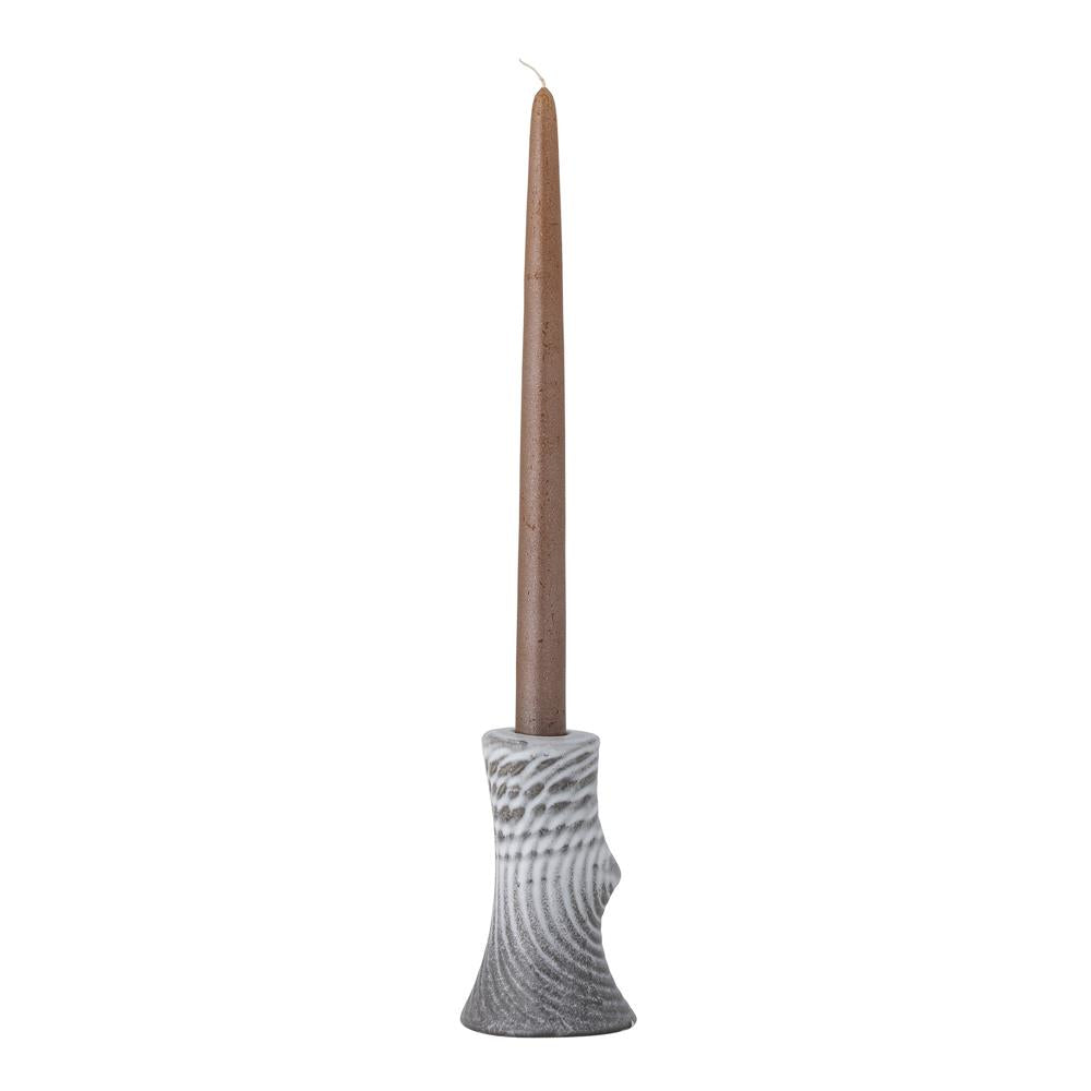 Bloomingville Raheem Kerzenständer in Grau, 13cm, aus Steingut