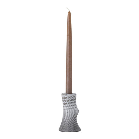 Bloomingville Raheem Kerzenständer in Grau, 13cm, aus Steingut
