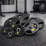 Hantelscheibe 10 kg Gummiert 50 mm mit Tri-Grip-Griffe | HMS TOK10 PRO