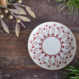 Bloomingville Jolly Weihnachtsteller, Rot, Steingut 16 cm mit Weihnachtsmotiv