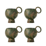 Bloomingville Avonlea Tasse grün 250 ml aus Steingut – 4er Set Kaffeetassen für Küche