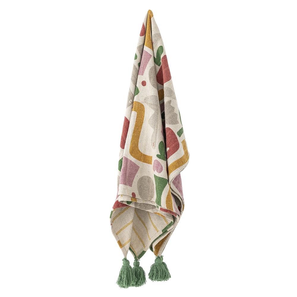 Bloomingville MINI Filur Decke 160x130 cm bunt - Kinderdecke aus recycelter Baumwolle mit Quasten