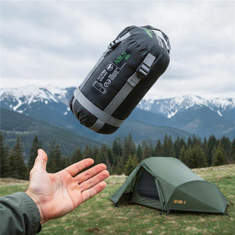 NILS CAMP Ultra Light Schlafsack Schwarz-Grün - leichter Sommerschlafsack für Camping & Trekking