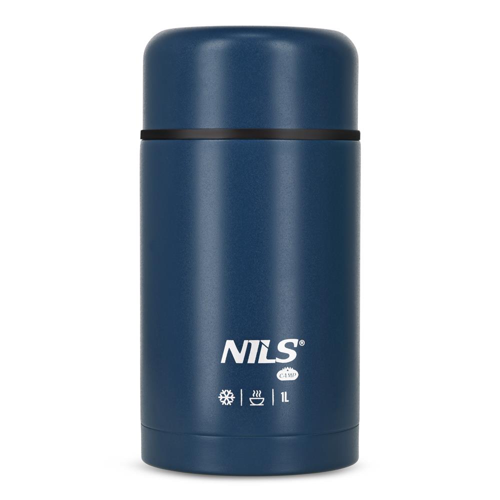NILS CAMP Thermobehälter 1L Edelstahl blau Lunchbox für Essen warm kalt