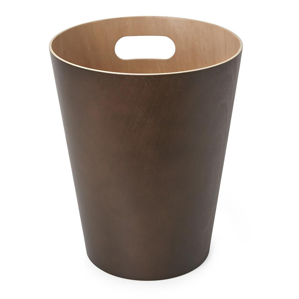 Umbra Woodrow Abfalleimer, Espresso/Holz, 7,5 Liter, Zweifarbiger Papierkorb