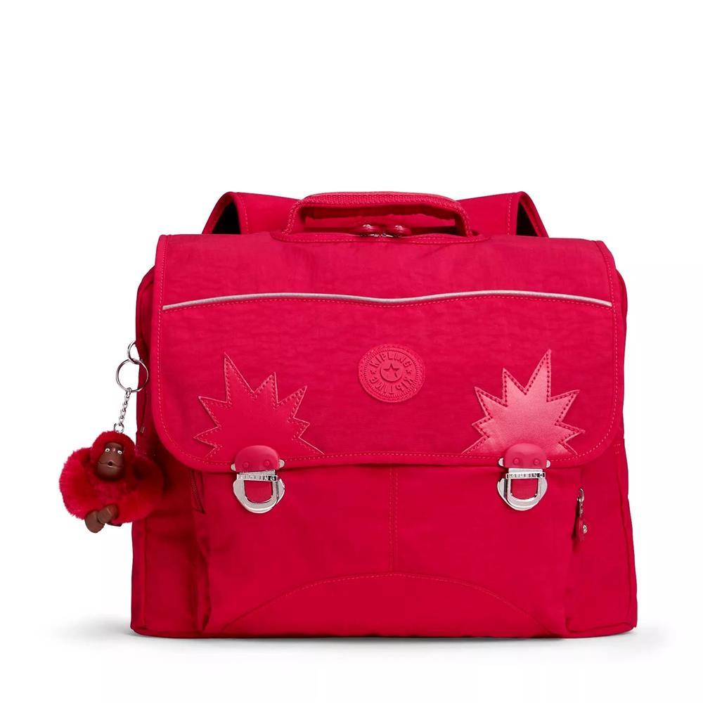 Kipling INIKO, mittelgroße Schultasche, True Pink (pink), Schulrucksack mit gepolsterten Trägern