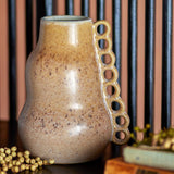 Bloomingville Souri Vase braun D19 cm aus Steingut – dekorative Vase für Wohnzimmer & Tischdeko