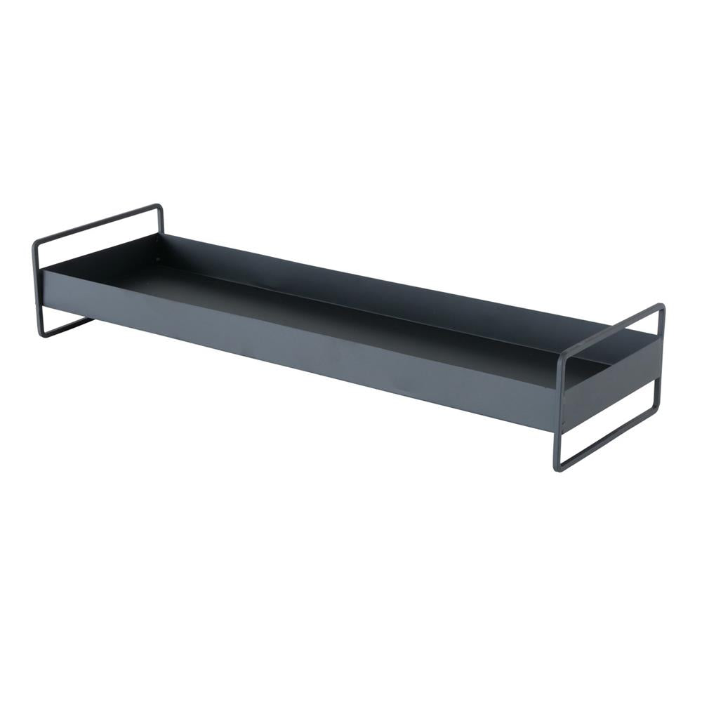 BOLTZE Tablett Wolga 2er Set Metall schwarz rechteckig mit Henkel modern