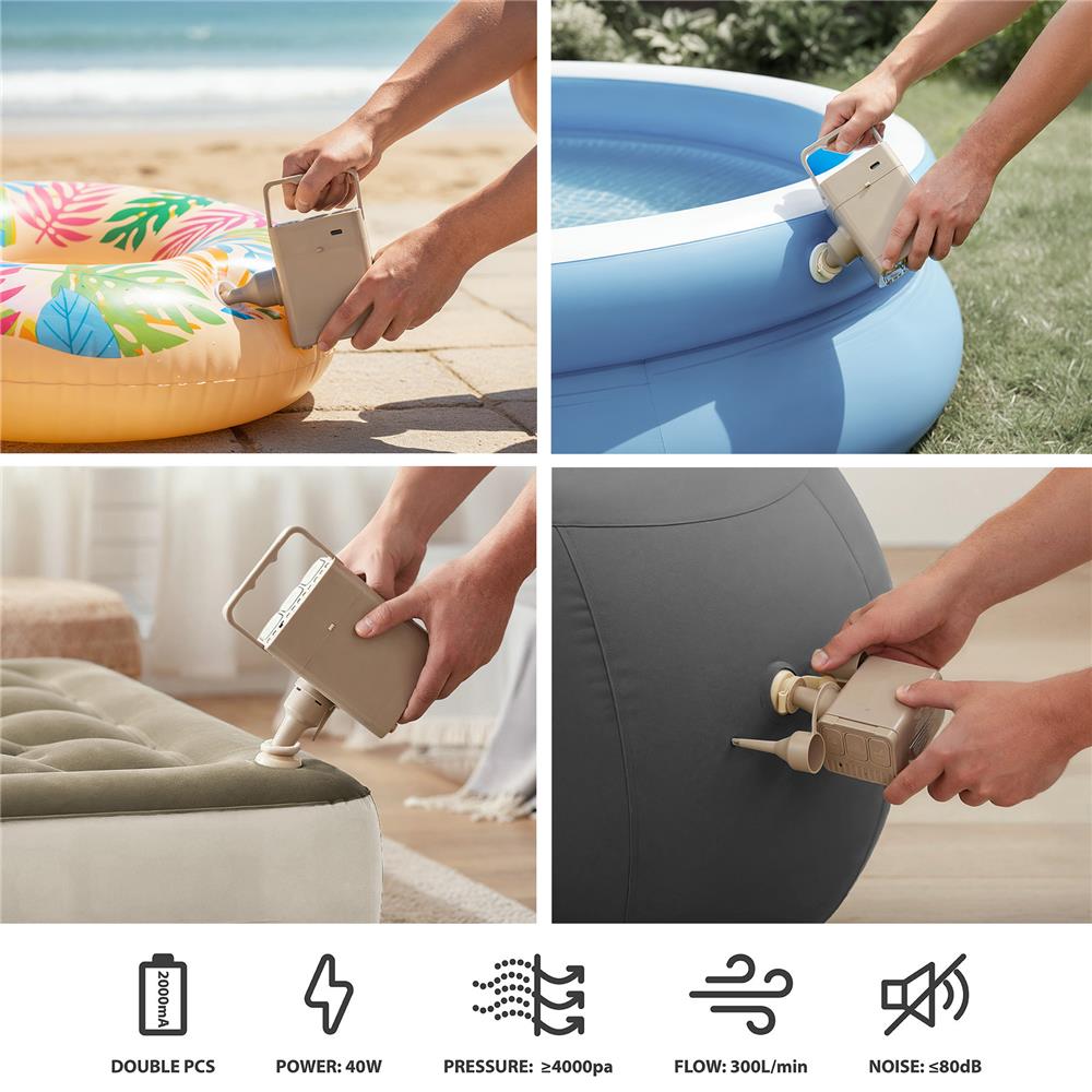 NILS CAMP Campingmatratze Doppelbett grün 200x145x35 cm mit elektrischer Pumpe Gästebett