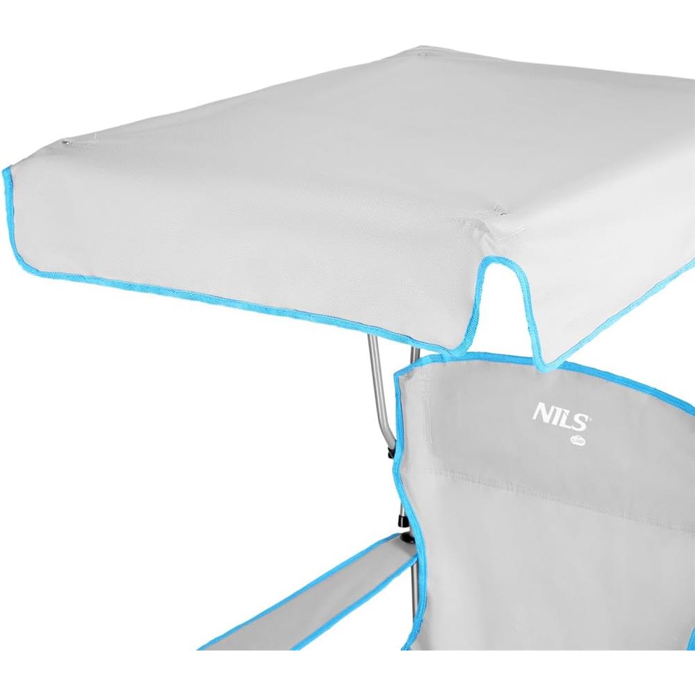NILS CAMP Campingstuhl mit Sonnendach Grau - faltbarer Klappstuhl für Camping, Strand & Garten