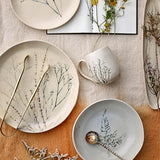 Bloomingville Bea Speise Geschirrset 12-tlg. Natur Steingut handbemalt mit Crackle-Glasur