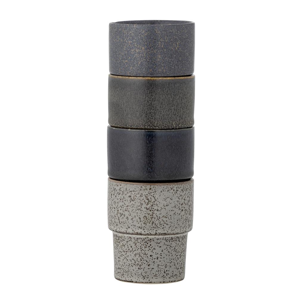 Bloomingville Ewan Tasse aus Steingut in Braun 150 ml – 4er Set für Küche und Tischdeko