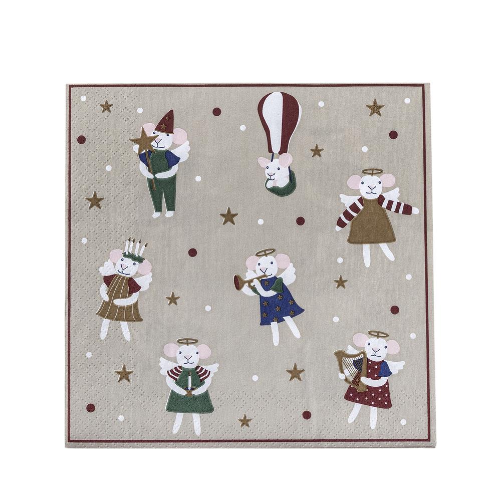 Bloomingville Peo Servietten Bunt 20 Stück Weihnachtsservietten 33x33 cm