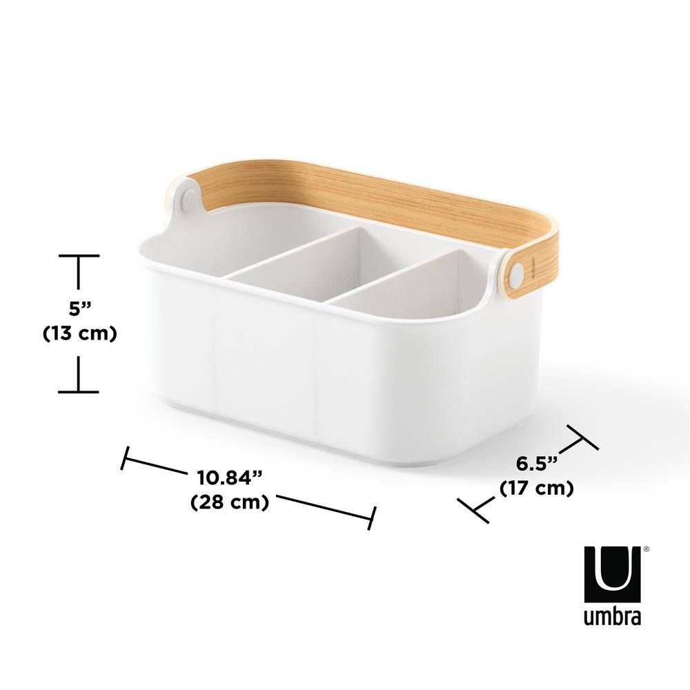 Umbra Bellwood Vorratsschrank Organizer mit 3 Fächern, mittlerer Aufbewahrungsbehälter in Weiß/Natur