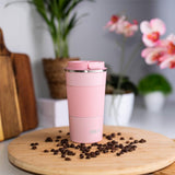 NILS Thermobecher 510 ml Edelstahl rosa rutschfest Coffee-to-go-Becher für Camping Reisen Alltag