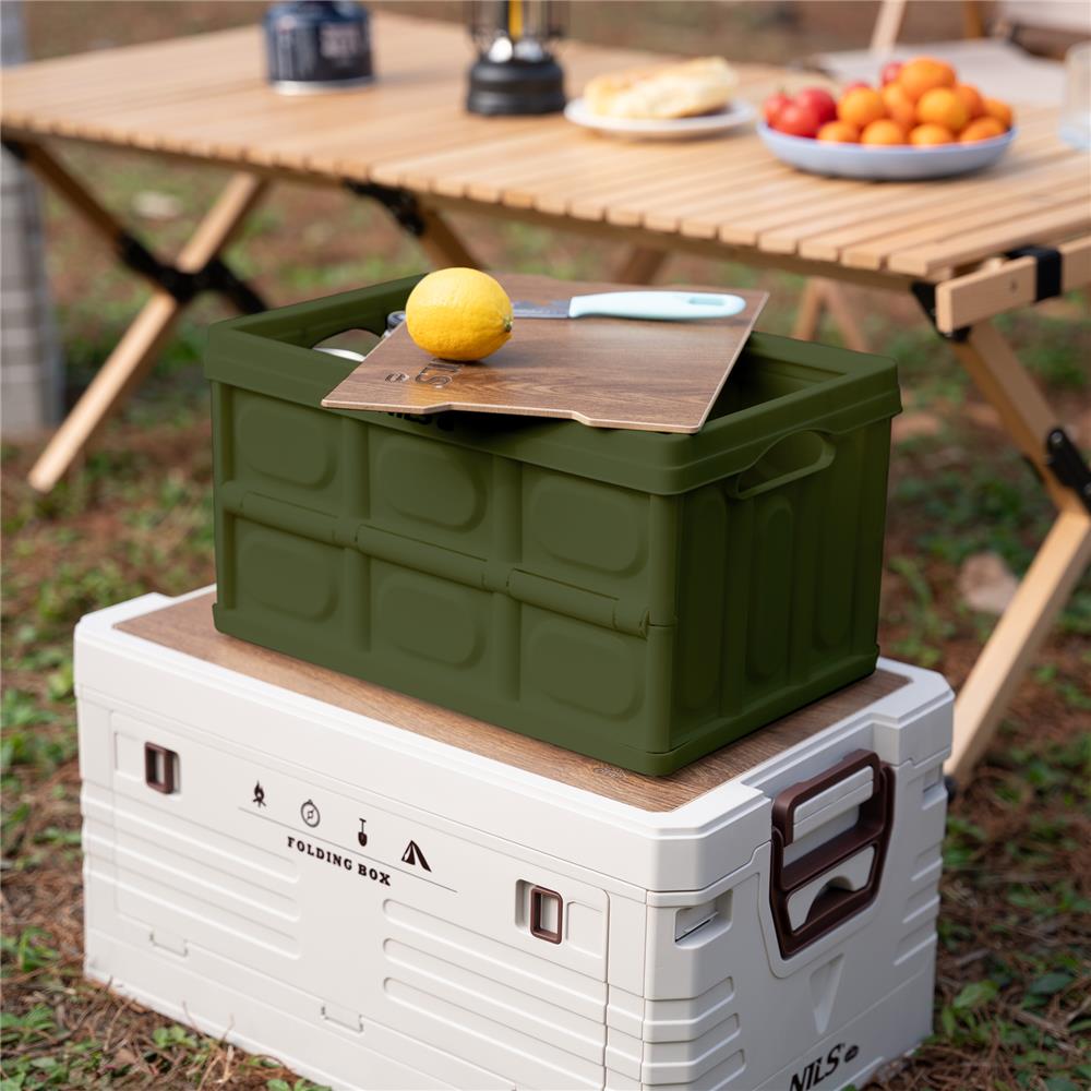 NILS CAMP faltbare Campingbox mit Tischfunktion 9L in Grün - ultrakompakte Reisebox