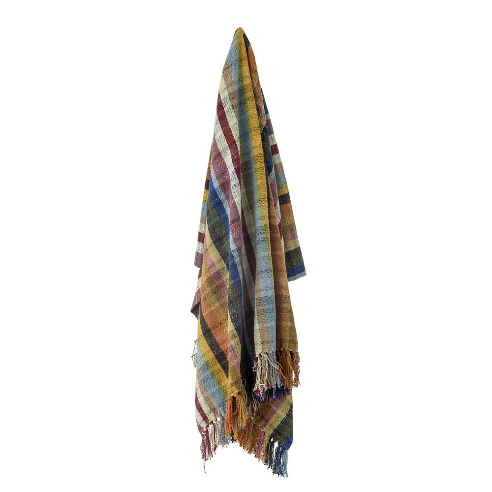Bloomingville Elmy Decke Bunt Recycelte Baumwolle L160xW130 cm – bunte Baumwolldecke