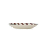 Bloomingville Jolly Weihnachtsteller, Rot, Steingut 16 cm mit Streifenmuster