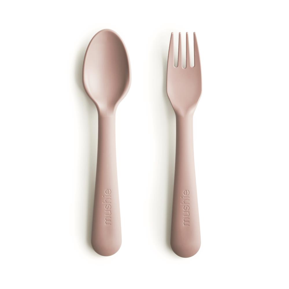 Mushie Kinderbesteckset Gabel und Löffel, Blush, BPA-frei