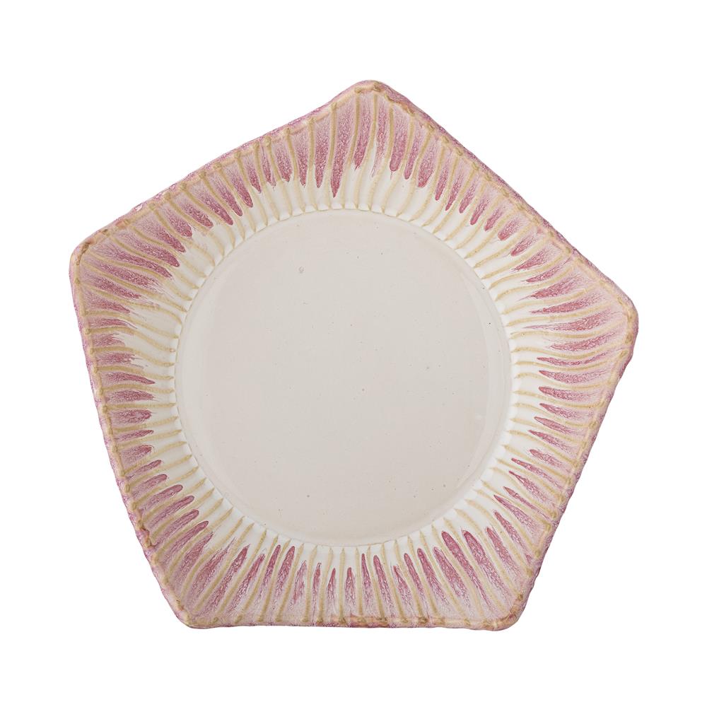Bloomingville Floral Schale aus Steingut in Rosa, große Servierschale mit reaktiver Glasur, dekorativ