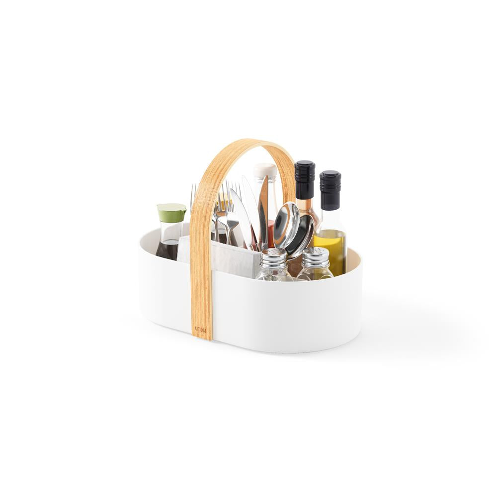 Umbra Bellwood Caddy mit herausnehmbarer Trennwand, Organizer für Kosmetik in Weiß/Natur