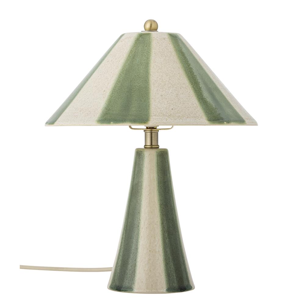 Bloomingville Olive Tischlampe bunt - handbemalte Steingutlampe mit E27 für Wohnzimmer & Schlafzimmer