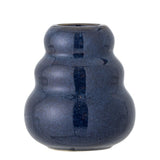 Bloomingville Faramir Vase aus Steingut in Blau – kleine Vase für Wohnzimmer und Tischdeko
