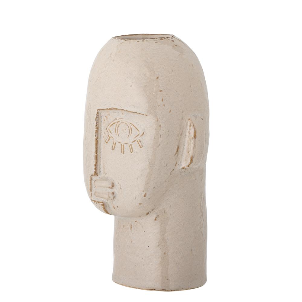 Bloomingville Lizzie Vase aus Steingut in Natur – skulpturale Deko Vase fürs Wohnzimmer