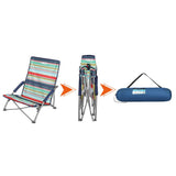 NILS Strandstuhl Blau-Rot gestreift- bequemer klappbarer Campingstuhl für Garten, Strand & Outdoor